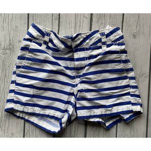 Old Navy Girls Shorts Size 8 White Blue Striped Adjustable